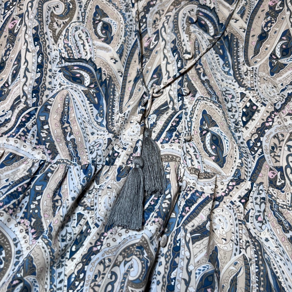 Grace Karma Tiered Dress Womens XL Paisley Long Sleeve Ruffle Collar Bohemian - Picture 9 of 14